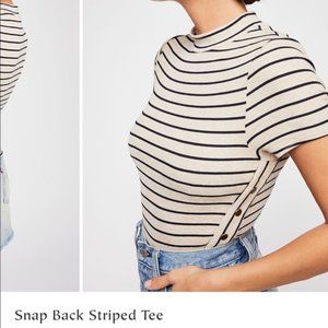 Free People - mock neck snapback tee
